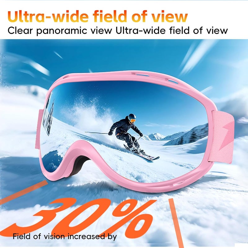 IPOA -Spherical Ski Goggles – PC Lens, TPU Frame, UV400 Protection, Anti-Fog Inner Lens, Snowboard & Skiing Eyewear - Image 2
